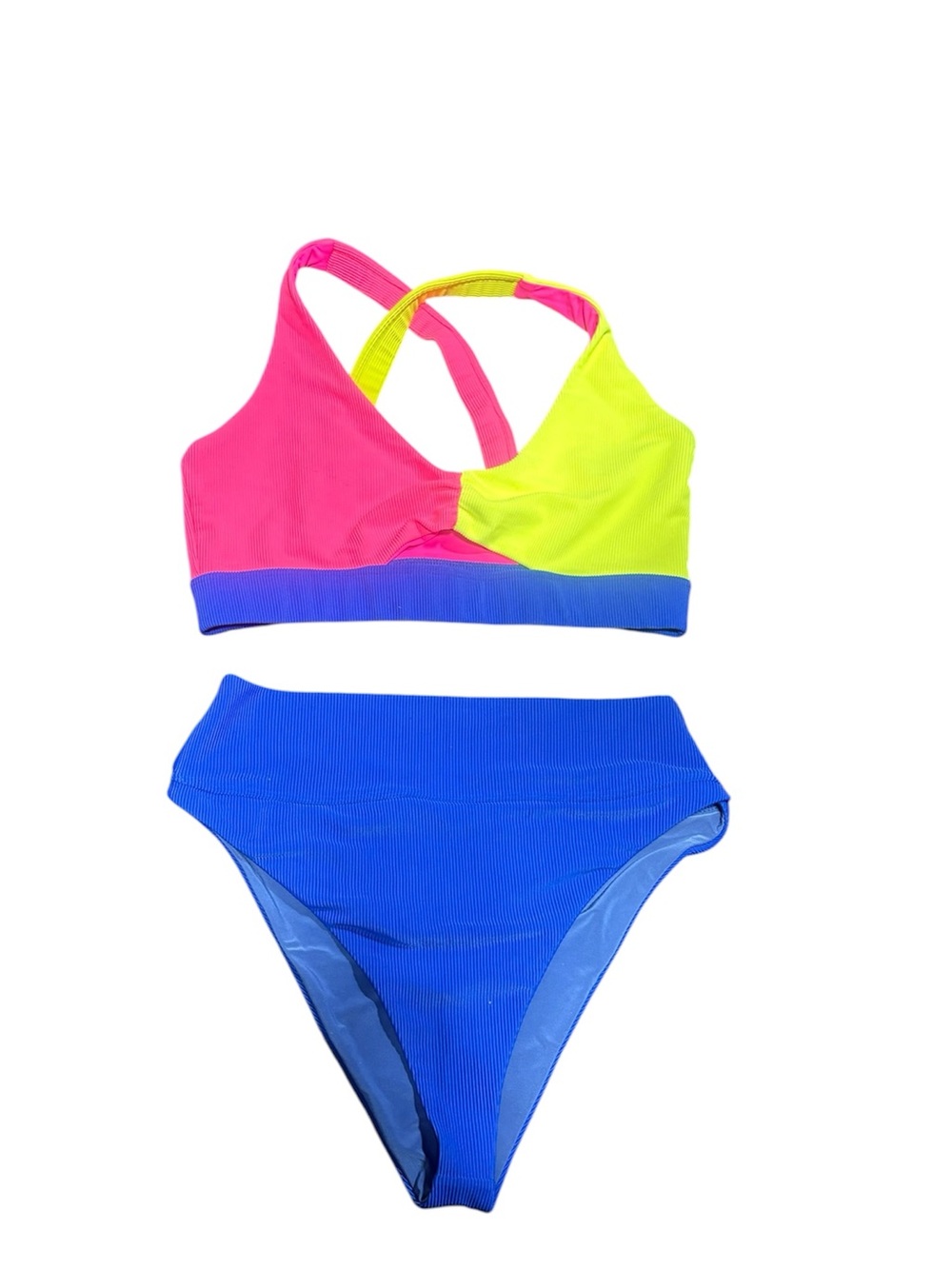 Beach Riot Mila Bikini in Electric Beach Colorblock size Large - Picture 2 of 6